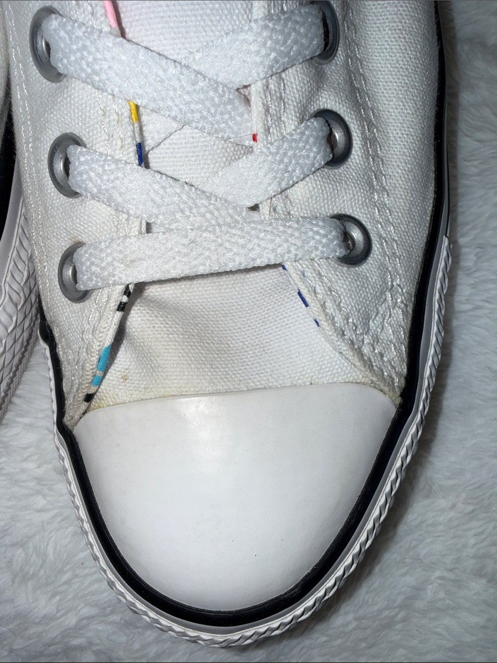 Converse Women's Chuck Taylor All Star Double Tongue White Canvas Sneakers - Picture 5 of 10